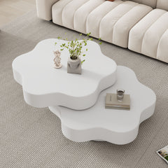 Flower-Shaped Coffee Table – Rotating Top with Double-Layer Storage