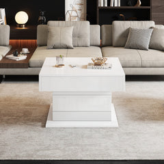 360° Rotating Lift-Top Coffee Table – High-Gloss with Drawer