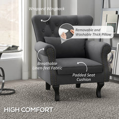 Chesterfield Accent Chair – Grey Upholstered Design
