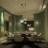 Botanical Glass Chandelier – Elegant Green Leaf Dining Room Lighting