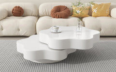Flower-Shaped Coffee Table – Rotating Top with Double-Layer Storage