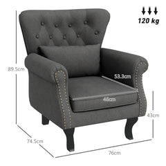 Chesterfield Accent Chair – Grey Upholstered Design