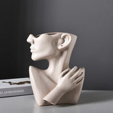 Nordic Human Head Vase – Modern Portrait Resin Flower Vase