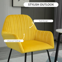 Modern Yellow Upholstered Accent Chair – Metal Base Armchair