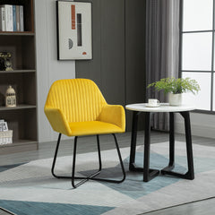 Modern Yellow Upholstered Accent Chair – Metal Base Armchair