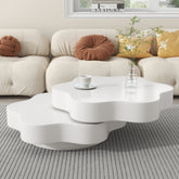 Flower-Shaped Coffee Table – Rotating Top with Double-Layer Storage