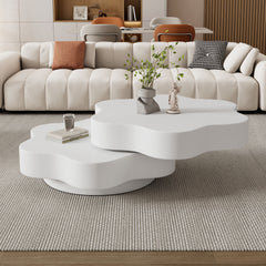 Flower-Shaped Coffee Table – Rotating Top with Double-Layer Storage