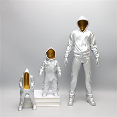 Modern Silver Resin Sculpture Ornament