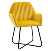 Modern Yellow Upholstered Accent Chair – Metal Base Armchair