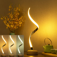LED Spiral Table Lamp Modern Curved Desk Bedside Lamp Dimmable