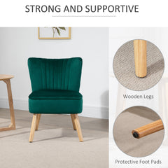 Modern Green Fabric Accent Chair – Rubber Wood Legs & Thick Padding
