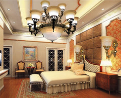 Bowl Terrace Ceiling Chandelier Rustic Beige and White Glass