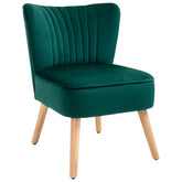Modern Green Fabric Accent Chair – Rubber Wood Legs & Thick Padding