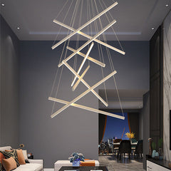 Modern Light Luxury Chandelier – Minimalist Statement for High Ceilings