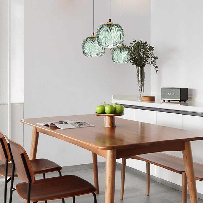 Botanical Glass Chandelier – Elegant Green Leaf Dining Room Lighting
