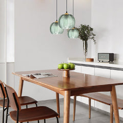 Botanical Glass Chandelier – Elegant Green Leaf Dining Room Lighting