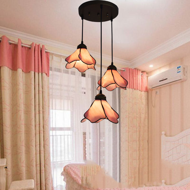Retro Tiffany Glass Chandelier – Elegant Rustic Porch & Hallway Light