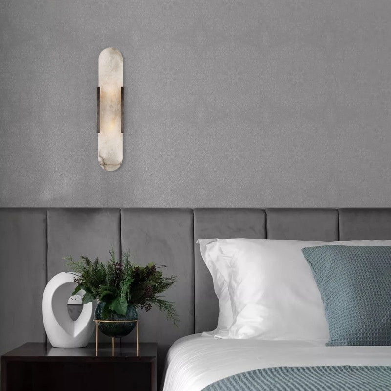 Light-luxury Natural Marble Wall Sconce For The Bedroom In A Modern Style