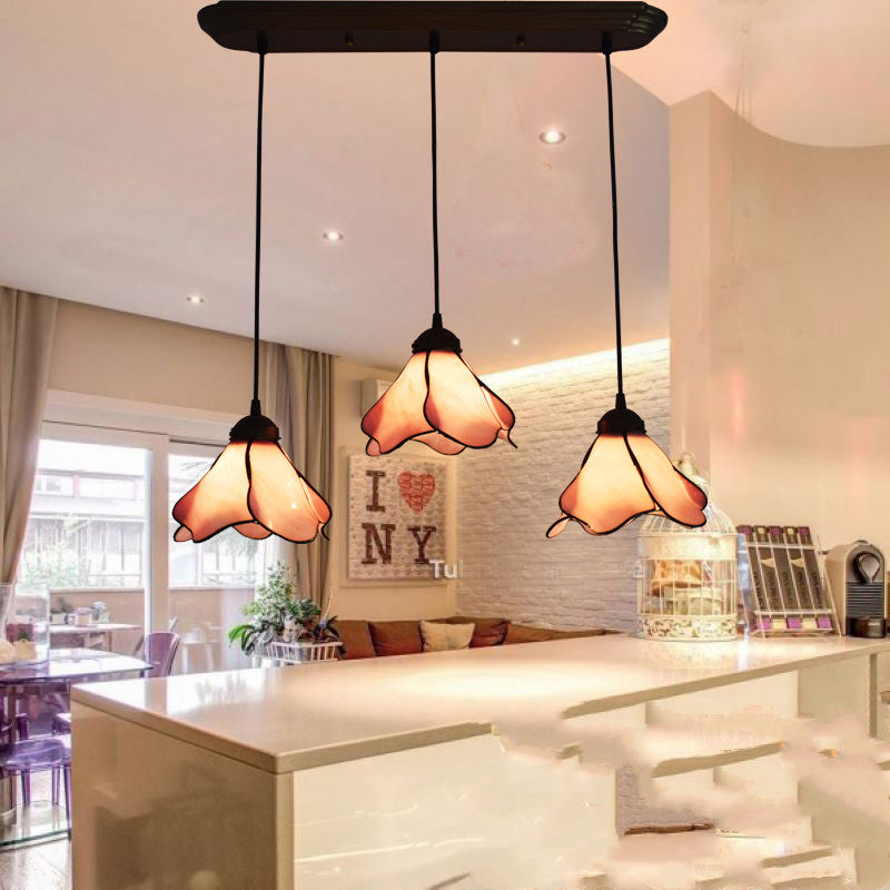 Retro Tiffany Glass Chandelier – Elegant Rustic Porch & Hallway Light