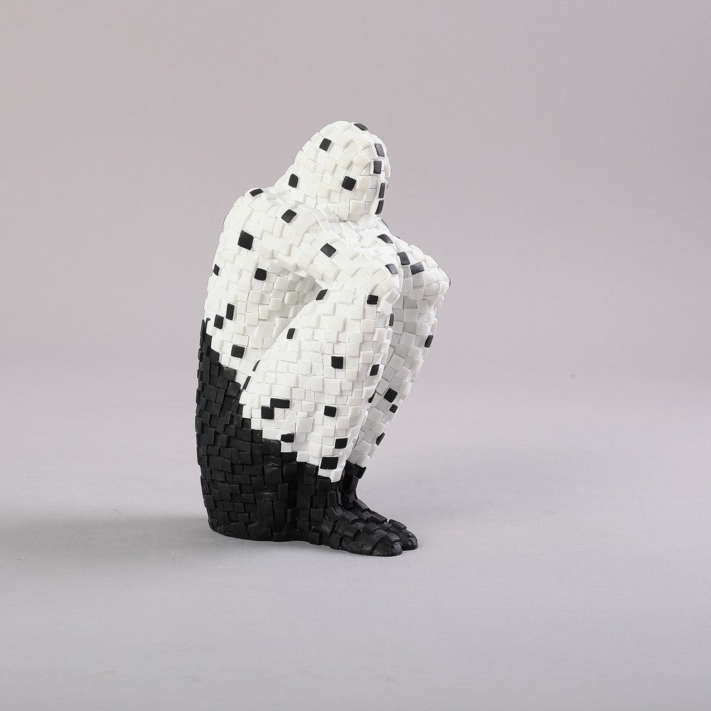 Mosaic Figures Black And White Granular Resin Sculpture Ornaments