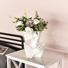 Nordic Human Head Vase – Modern Portrait Resin Flower Vase