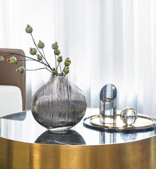 Silver Striped Glass Vase – Modern Home Décor