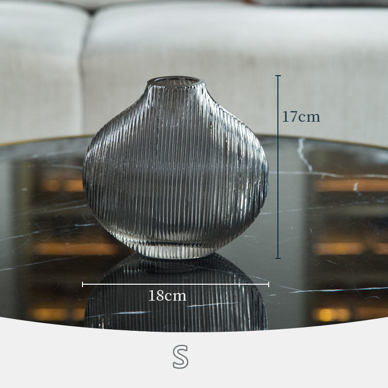 Silver Striped Glass Vase – Modern Home Décor