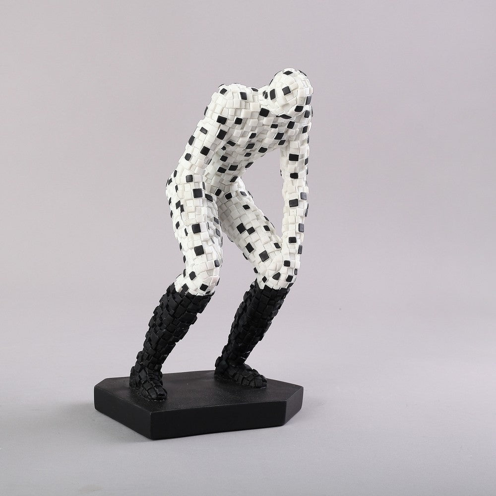 Mosaic Figures Black And White Granular Resin Sculpture Ornaments