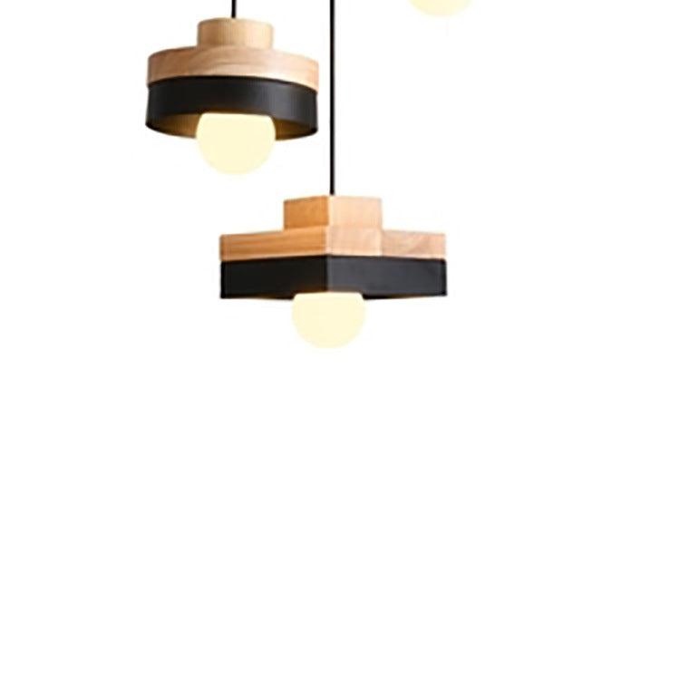 Nordic Solid Wood Chandelier – Elegant Square & Round Pendant Light