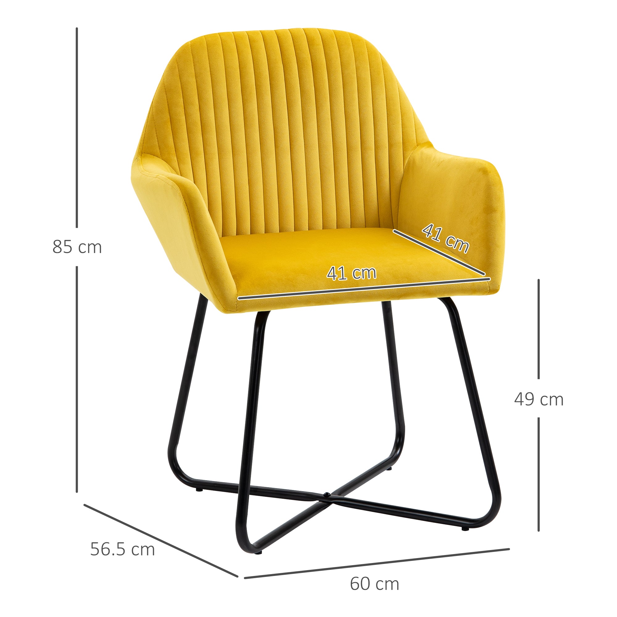 Modern Yellow Upholstered Accent Chair – Metal Base Armchair
