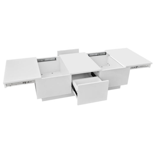 Modern Black Coffee Table – High-Gloss Finish with Hidden Storage Drawers