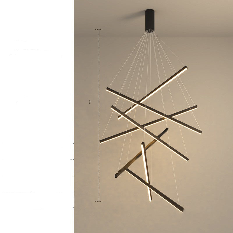 Modern Light Luxury Chandelier – Minimalist Statement for High Ceilings
