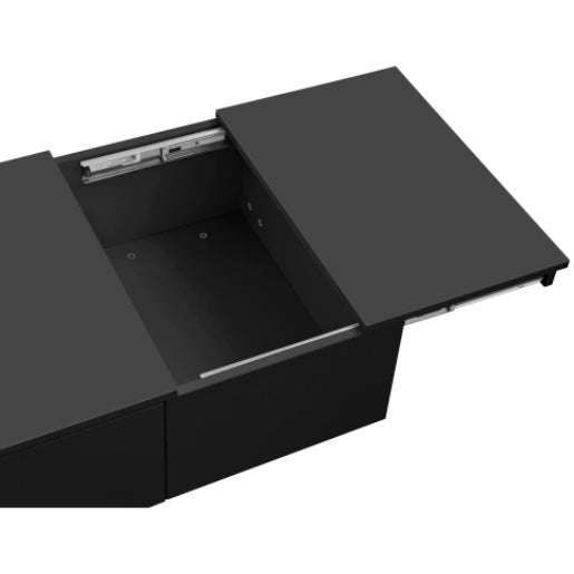 Modern Black Coffee Table – High-Gloss Finish with Hidden Storage Drawers
