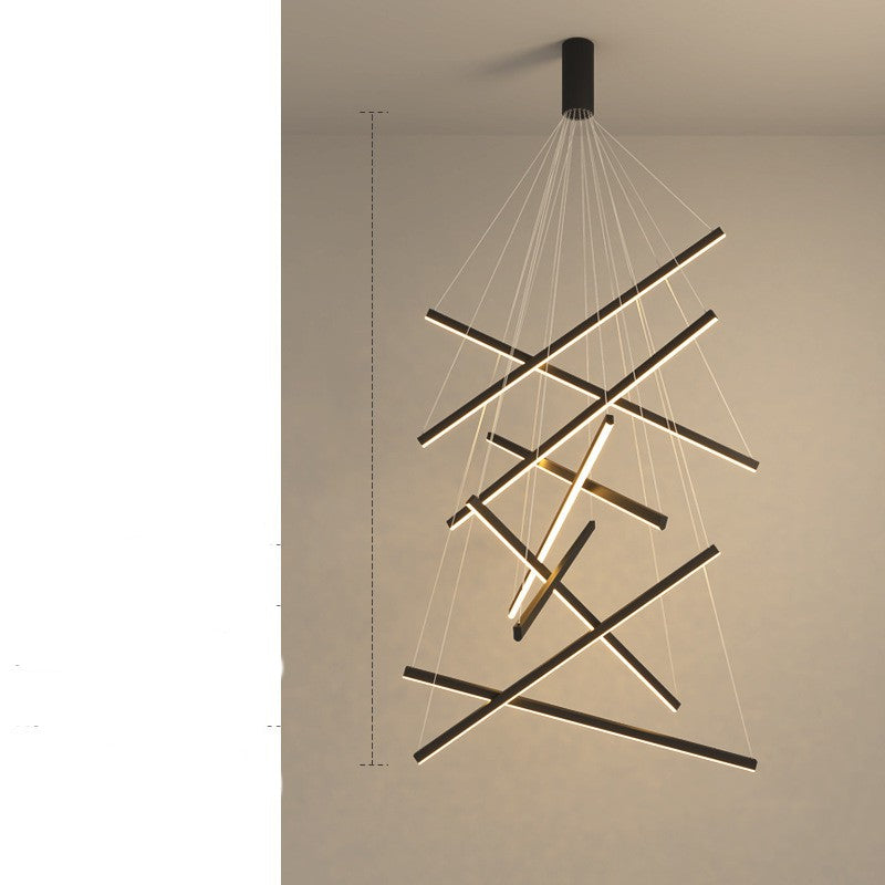 Modern Light Luxury Chandelier – Minimalist Statement for High Ceilings