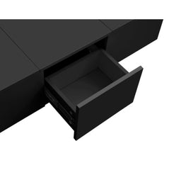Modern Black Coffee Table – High-Gloss Finish with Hidden Storage Drawers