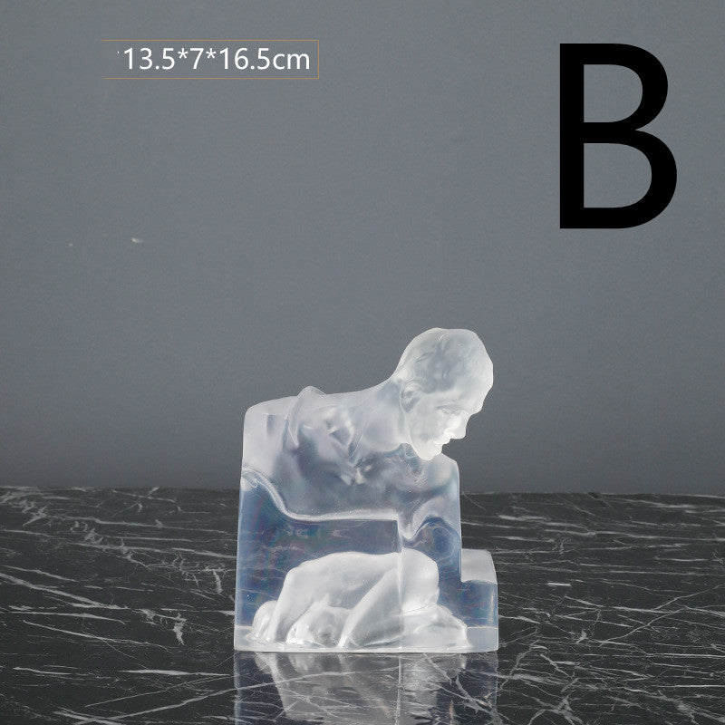 Modern Transparent Resin Figure Sculpture – Decorative Ornament