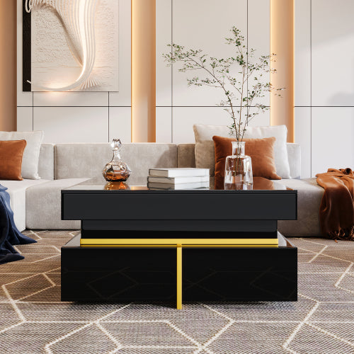 Luxury High-Gloss Coffee Table – Modern Side Table with Gold Details