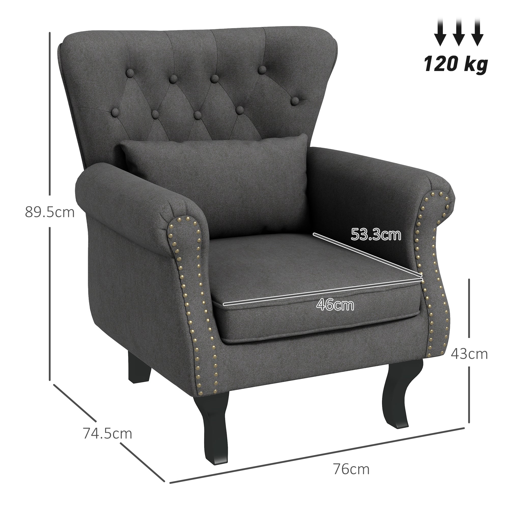 Chesterfield Accent Chair – Grey Upholstered Design