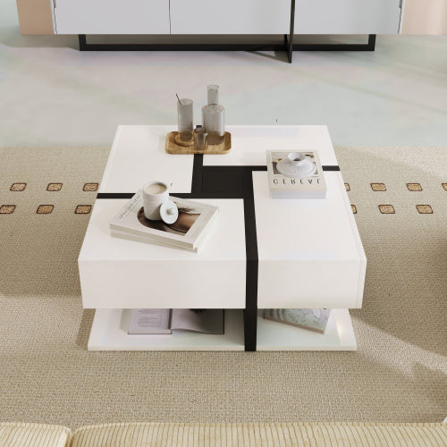 Modern Coffee Table with 4 Drawers – Stylish Design & Bottom Storage