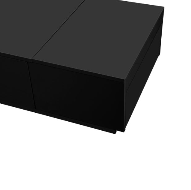 Modern Black Coffee Table – High-Gloss Finish with Hidden Storage Drawers