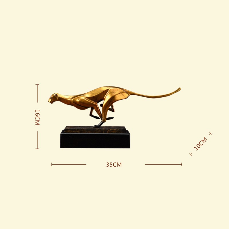 Copper Leopard Sculpture – Modern Landscape Animal Ornament