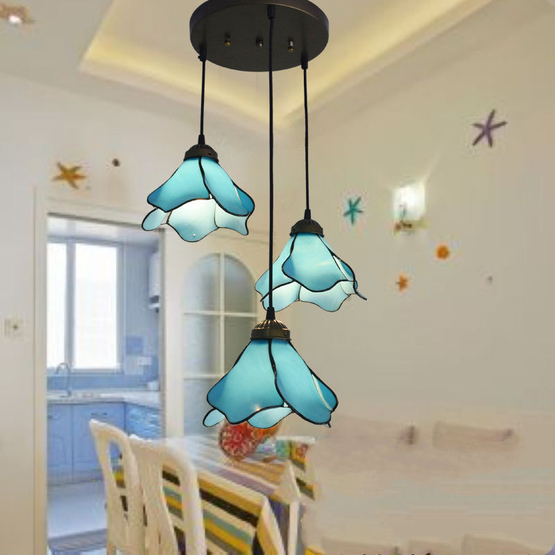 Retro Tiffany Glass Chandelier – Elegant Rustic Porch & Hallway Light