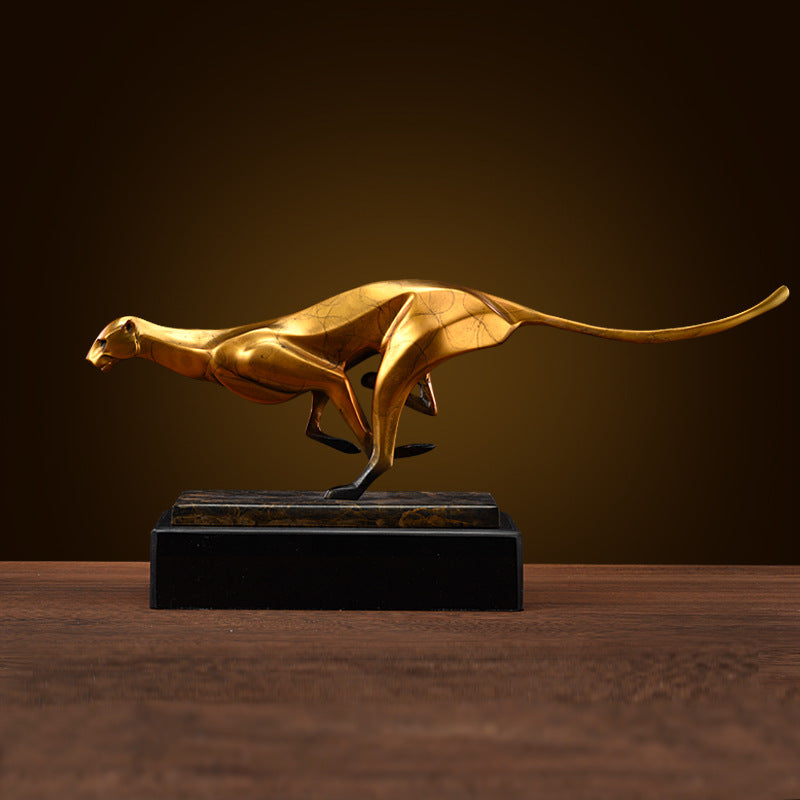 Copper Leopard Sculpture – Modern Landscape Animal Ornament