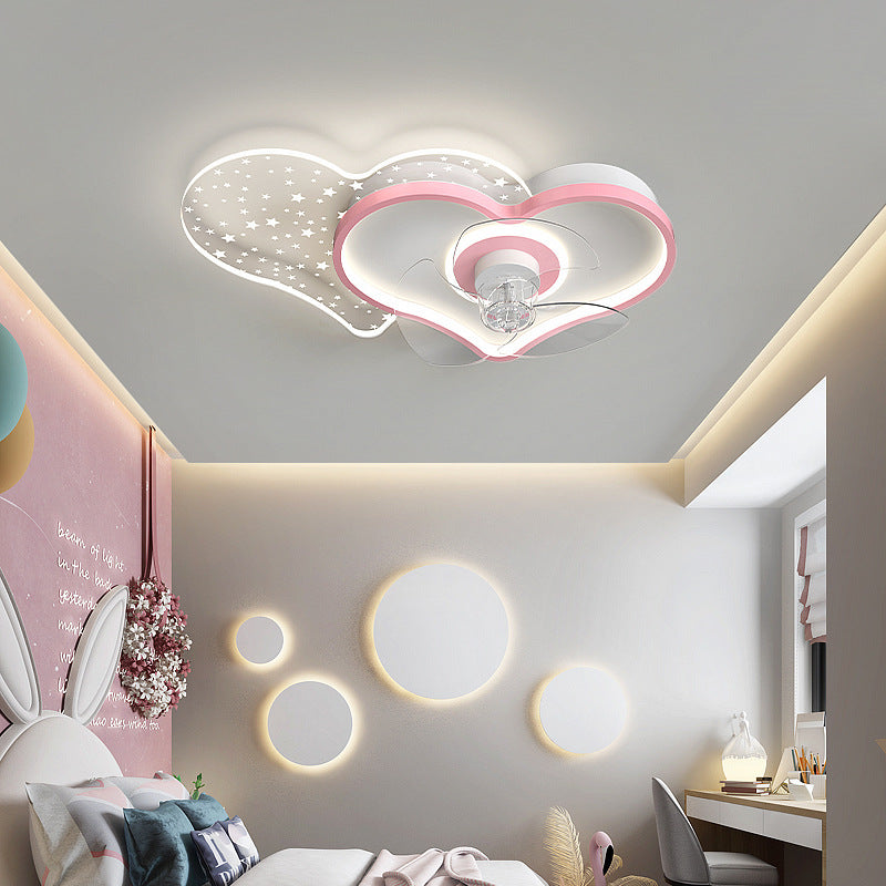 Children’s Ceiling Fan Light – Cute Love Design Chandelier
