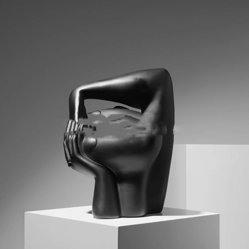 Abstract Tilted Head Sculpture – Minimalist Decorative Ornament