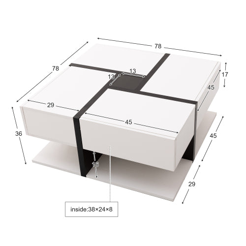Modern Coffee Table with 4 Drawers – Stylish Design & Bottom Storage