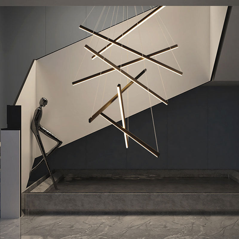 Modern Light Luxury Chandelier – Minimalist Statement for High Ceilings