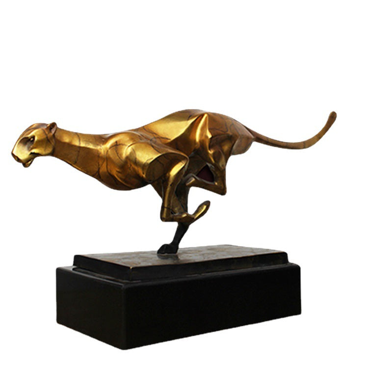 Copper Leopard Sculpture – Modern Landscape Animal Ornament
