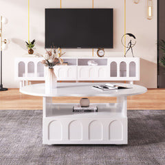 Coffee Table, Cloud-Shaped Coffee Table With Drawer And Storage Compartments