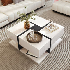 Modern Coffee Table with 4 Drawers – Stylish Design & Bottom Storage